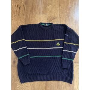 Vintage Blarney Castle Sweater Men XXL Blue Ireland Knit Long Sleeve 90s Y2K